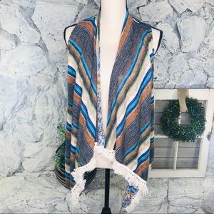 SALE!! Boutique Knit Blanket Fringe Vest S